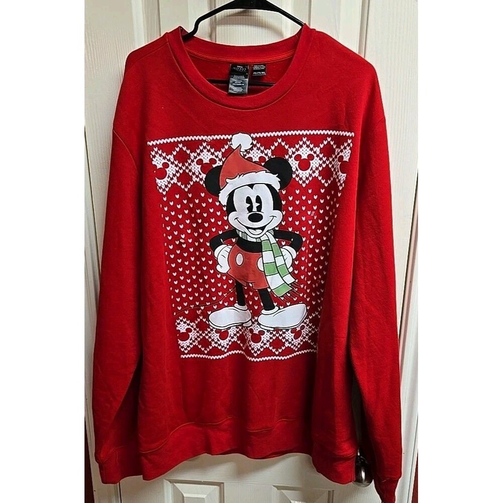Mickey Mouse Disney Light Up Christmas Sweater with Long Sleeves Size XXL Red